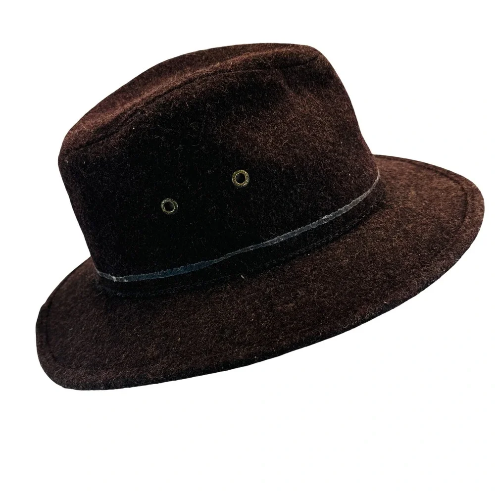 Stetson Wool Blend Fedora Safari Hat Brown‎ Felt Medium Outdoor Adventure Mens M